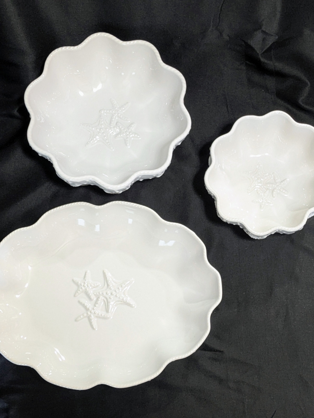 Knotical White Starfish Nesting Bowls Set - 3 Pc Coastal Set